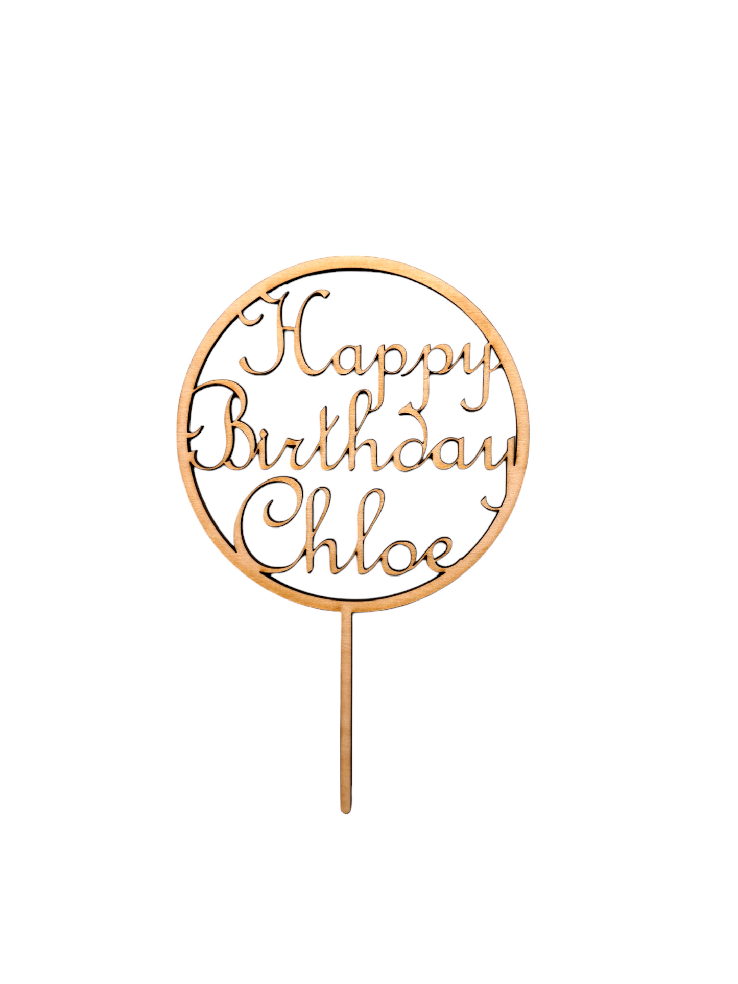 Personalised Round Wooden Birthday Cake Topper