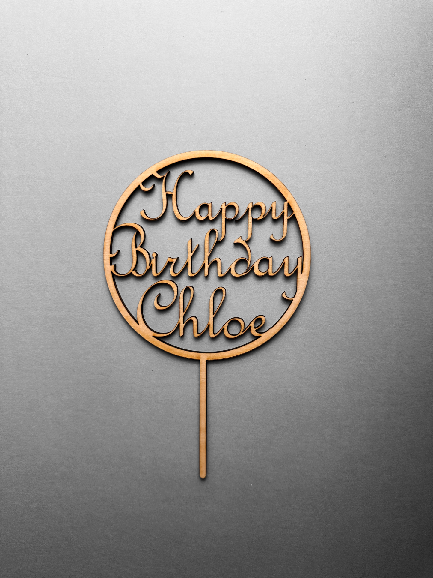 Personalised Round Wooden Birthday Cake Topper