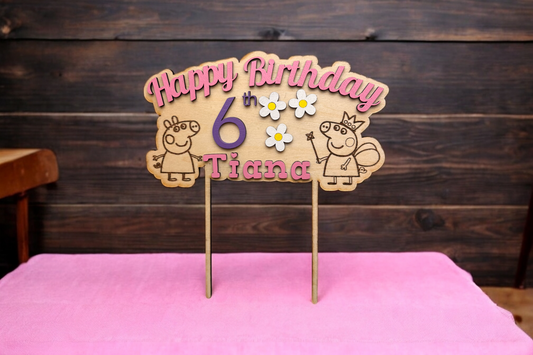 Peppa Themed Birthday Cake Topper